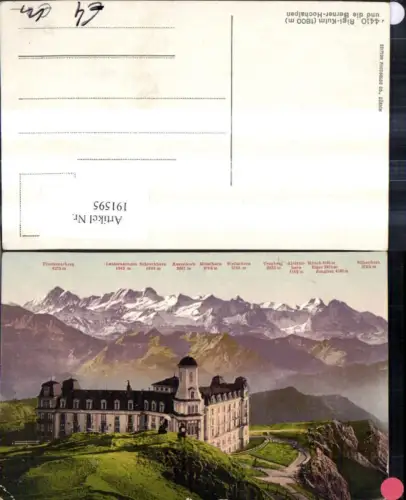 191595,Rigi Kulm u. d. Berner Hochalpen Gipfelkarte Kt Schwyz