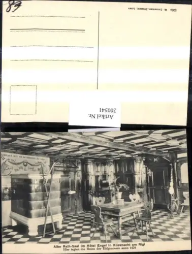 200541,Alter Rath-Saal i. Hotel Engel i. Küssnacht am Rigl Innenansicht Kt Schwyz