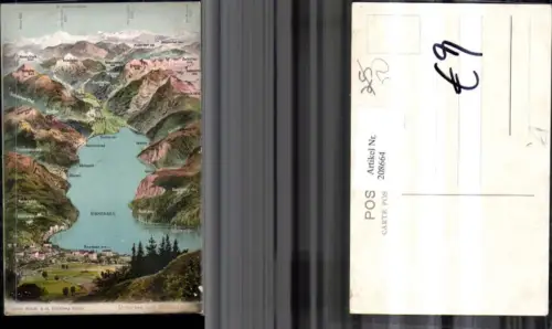 208664,Urnersee aus d. Vogelschau Brunnen Totale Altdorf Amsteg Sisikon m. d. Gotthard-Gruppe Kt Schwyz