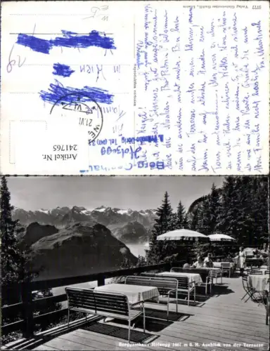 241765,Berggasthaus Holzegg Ausblick von d. Terrasse b. Oberiberg Kt Schwyz