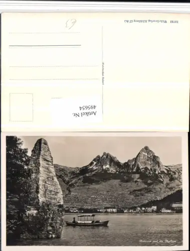 495654,Brunnen Teilansicht Schillerstein m. Mythen Bergkulisse Kt Schwyz