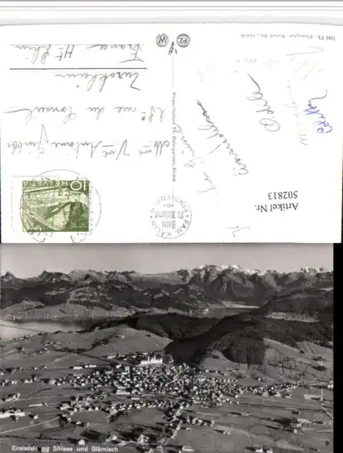 502813,Einsiedeln Totale m. Sihlsee u. Glärnisch Bergkulisse Kt Schwyz
