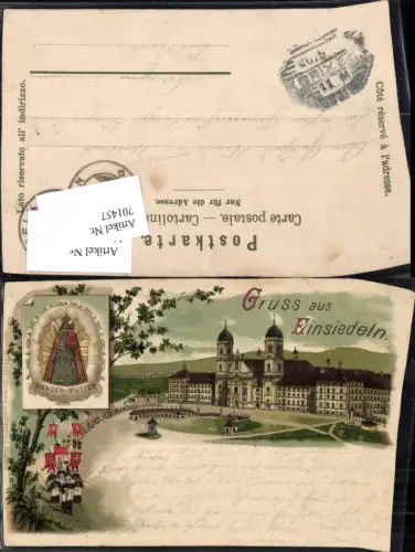 701457 Lithographie Gruss aus Einsiedeln Kt Schwyz Gnadenmutter