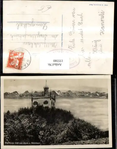 155380,Wartburg Säli m. Alpen u. Nebelmeer Sälischlössli Starrkirch-Wil Schloss Festung 1932 Kt Solothurn