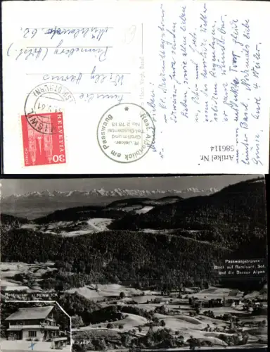 586114,Passwangstrasse Mümliswil-Ramiswil Blick auf Ramiswil u. d. Berner Alpen Switzerland