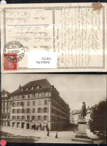 154733,St Gallen Städt. Amtshaus m. Vadian Denkmal Statue Personen 1923 Kt St Gallen