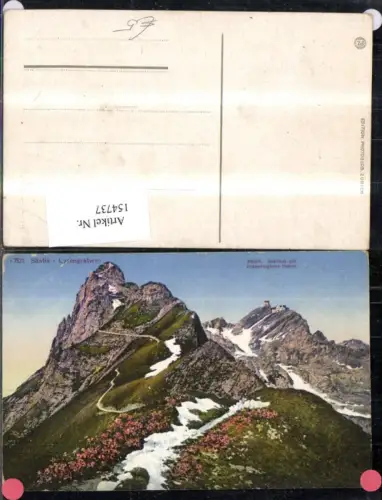 154737,Säntis Lysengratwen Gipfelansicht Gasthaus Metoerologische Station Kt St Gallen