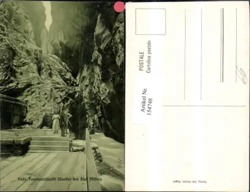 154748,Bad Pfäfers Ende Taminaschlucht Schlucht Ansicht m. Personen Kt St Gallen
