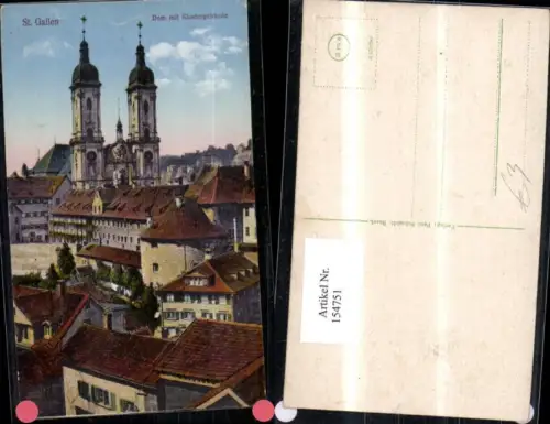 154751,St Gallen Dom m. Klostergebäude Kt St Gallen