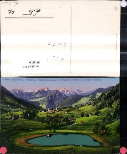 191616,Toggenburg Wildhaus Schönenbodensee m. Mattstock u. Speer Kt St Gallen
