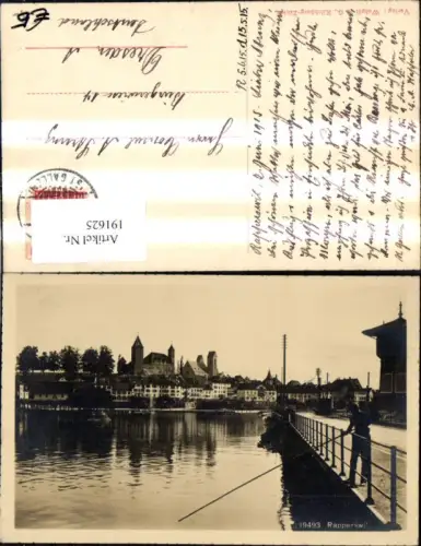 191625,Rapperswil Ansicht m. Mann Fischer Kt St Gallen