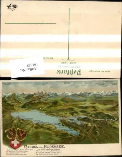 191628,Gruss v. Bodensee m. Gipfelkarte Lagekarte Kt St Gallen