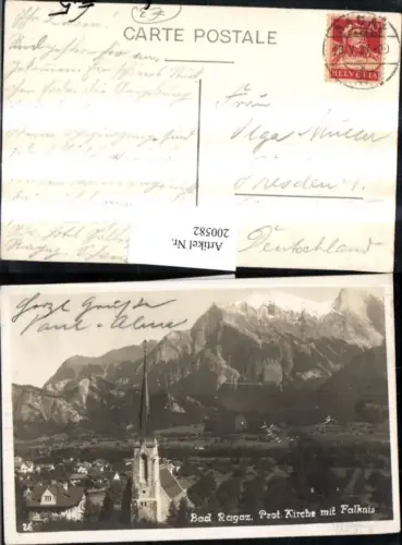 200582,Bad Ragaz Kirche m. Falknis Kt St Gallen
