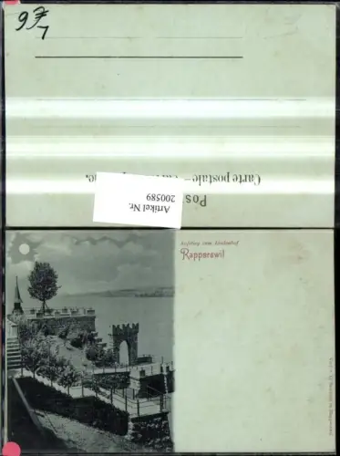 200589,Mond Litho AK Rapperswil b. Wil Aufstieg zum Lindenhof Kt St Gallen