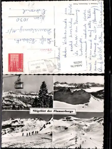 242356,Skigebiet d. Flumserberge b. Flums Seilbahn Skipiste Tourengeher Mehrbildkarte Kt St Gallen