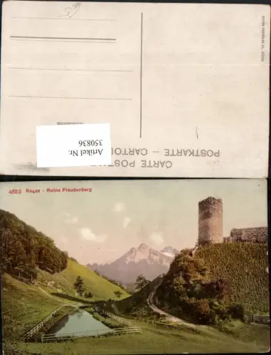 350836,Ragaz Ruine Freudenberg Bergkulisse Kt St Gallen