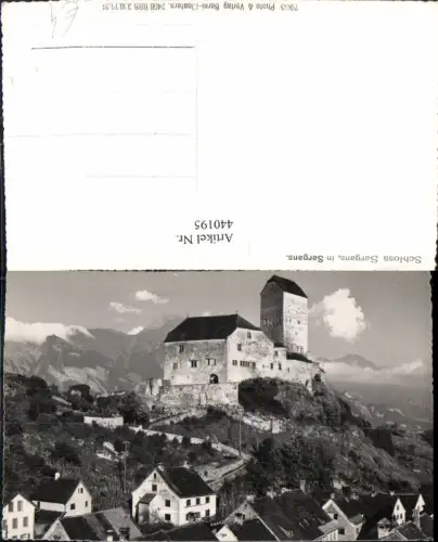 440195,Sargans Schloss Turm Bergkulisse Kt St Gallen