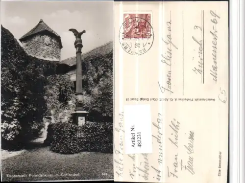 482231,Rapperswil Polendenkmal im Schlosshof Säule Kt St Gallen