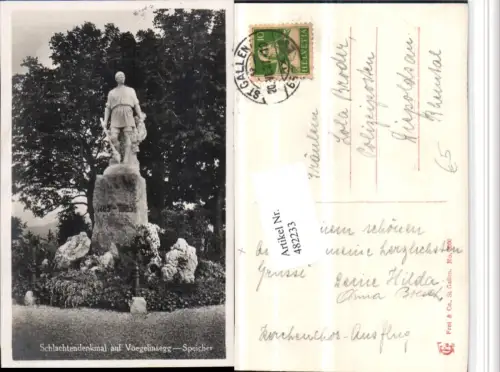 482233,Vögelinsegg Schlachtdenkmal Speicher Statue Kt St Gallen