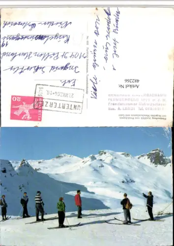 482266,Flumserberg b. Flums Ausblick Skifahrer Bergkulisse Kt St Gallen