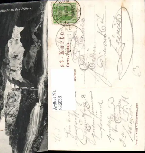 586633,Taminaschlucht b. Bad Pfäfers Pfäfers Wasserfall Switzerland