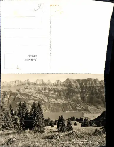 619633,Foto Ak Flums Flumserberg Aussicht a. Walensee m. Churfirsten