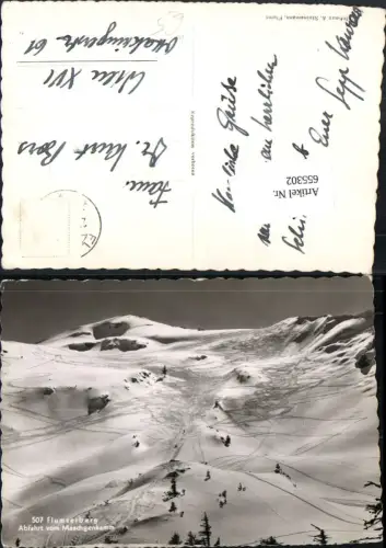 655302,Foto Ak Flumserberg Flums Abfahrt v. Maschgenkamm Wintersport