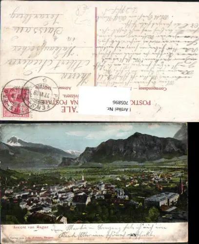 705896 Ansicht von Ragaz 1909 Bad Ragaz Stempel