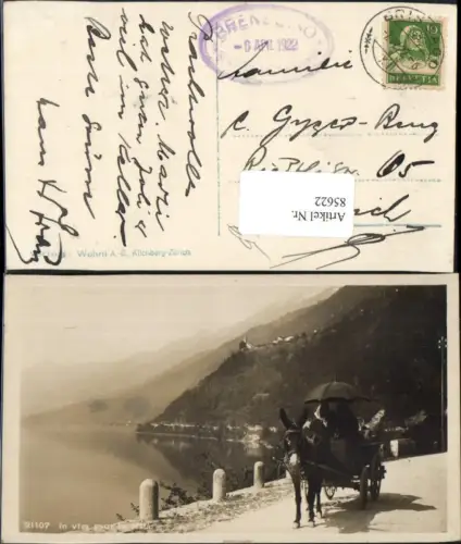 85622,Foto AK In via per la Citta Esel Gespann Kt Tessin