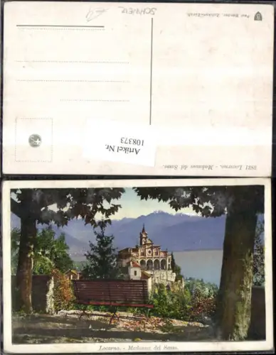 108373,Locarno Madonna del Sasso Ansicht m. Parkbank Kanton Tessin