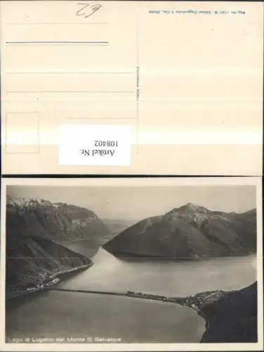 108402,Lago di Lugano dal Monte S Salvatore Luftaufnahme Kanton Tessin