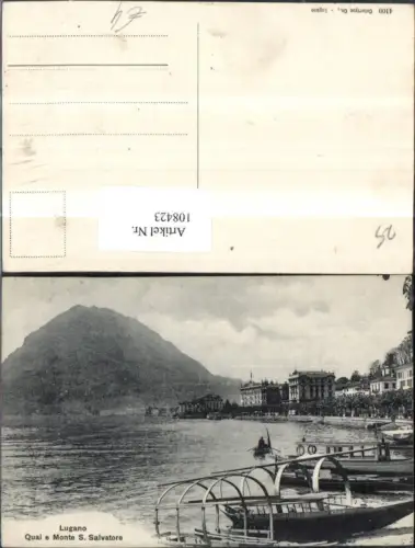 108423,Lugano Quai e Monte S Salvatore Hafen Boote Kanton Tessin