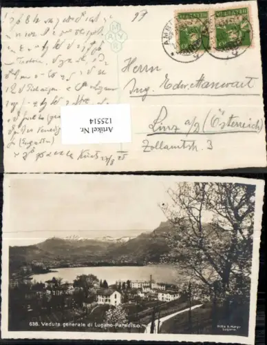 125514,Lugano Paradiso veduta generale 1920 Kt Tessin