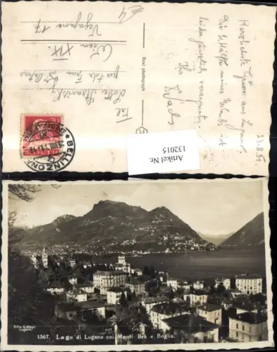 132015,Lago di Lugano coi Monti Bre e Boglia Ansicht 1931 Kt. Tessin