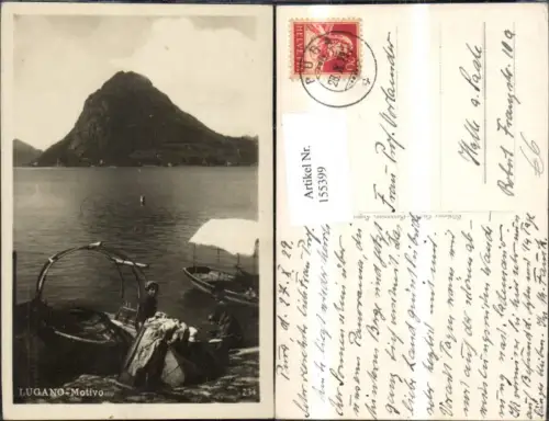 155399,Lugano Motivo Frauen b. Boot Luganersee 1929 Kt Tessin