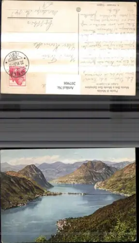 207908,Lago di Lugano Ponte di Melide Monte Bre e Monte San Salvatore Kt Tessin