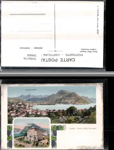 304008,Lugano Totale m. Savoy Hotel Sommer Mehrbildkarte Kt Tessin