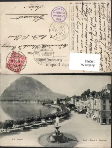 350903,Lugano Quai e Monte San Salvatore Brunnen Kt Tessin