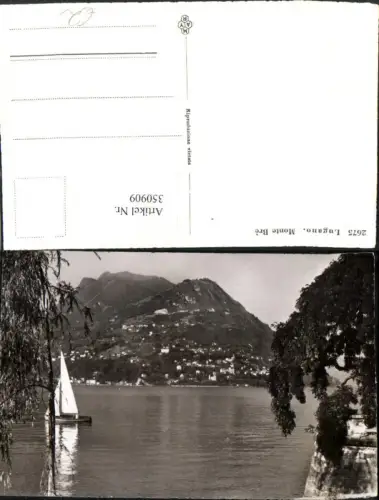 350909,Lugano Monte Bre Bergkulisse Segelboot Kt Tessin