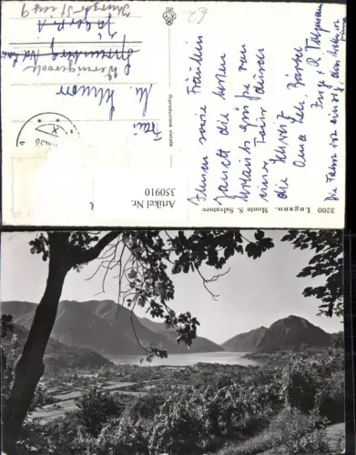 350910,Lugano Teilansicht m. Monte San Salvatore Bergkulisse Kt Tessin