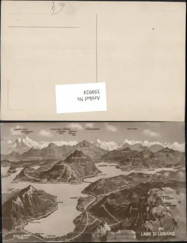 350924,Lago di Lugano aus d. Vogelschau Capolago Lugano Melide Kt Tessin