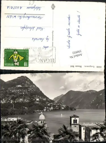 350932,Lugano Monte Bre Kirche Bergkulisse Kt Tessin