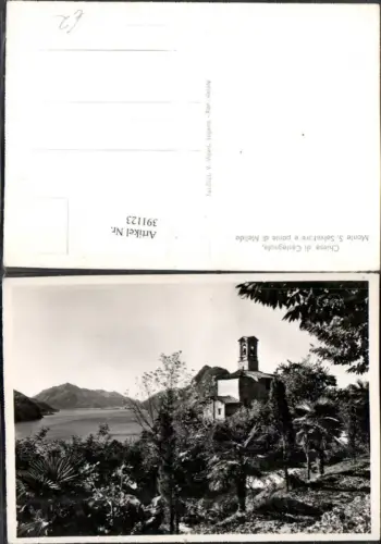 391123,Chiesa di Castagnola Monte San Salvatore e ponte di Melide Kirche Palmen Kt Tessin