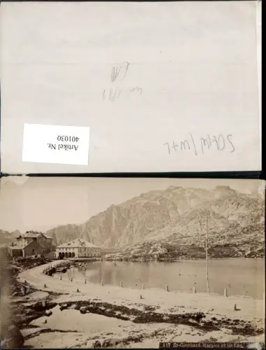 401030,Fotoabzug um 1885 St. Gotthard Hospice et le Lac b. Airolo Bergkulisse Kt Tessin