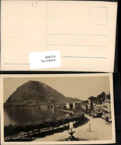 412909,Lugano e Monte San Salvatore Teilansicht Quai Brunnen Kt Tessin