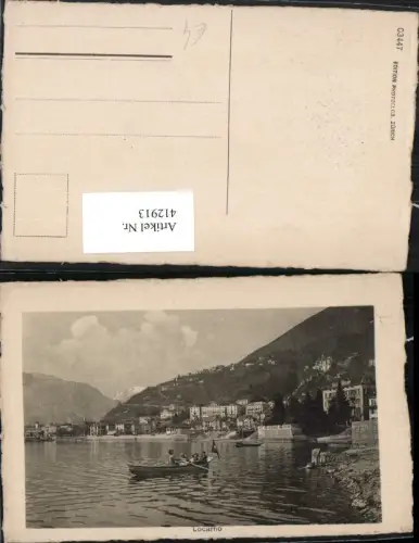 412913,Locarno Teilansicht See Ruderboot Kt Tessin