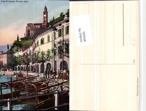 495692,Lago di Lugano Morcote Quai Kirche Boote Kt Tessin