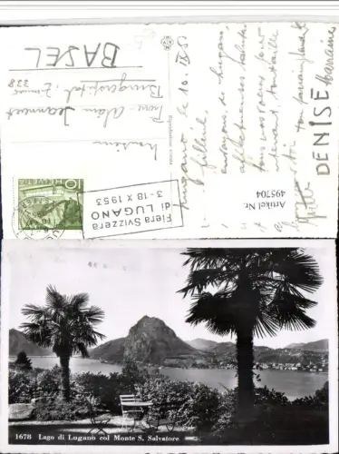 495704,Lago di Lugano col Monte S. Salvatore Palmen Kt Tessin