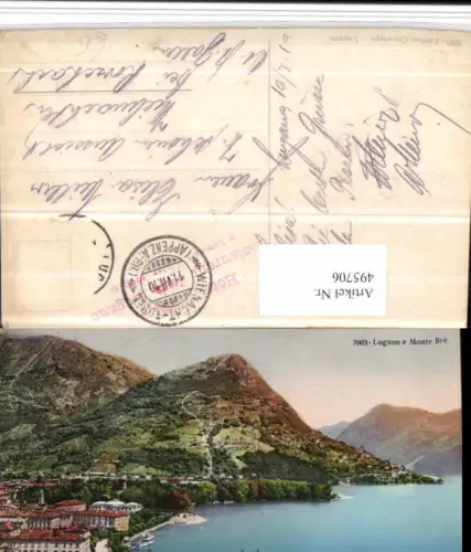 495706,Lugano e Monte Bre Teilansicht Bergkulisse Kt Tessin