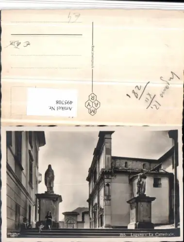 495708,Lugano La Cattedrale Kirche Statue Kt Tessin